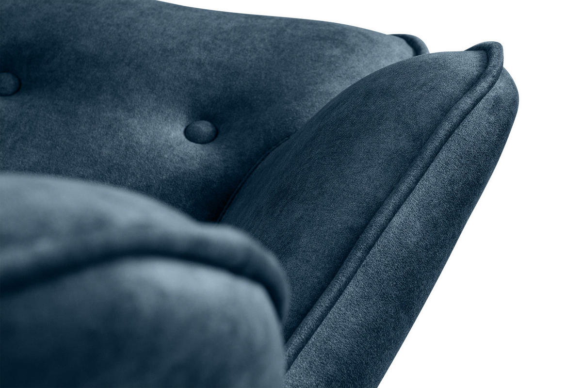 SESSEL GLORI mit Armlehnen, Marineblau - Schwarz/Dunkelblau, Holz/Textil (78/94/88cm) - KONSIMO®