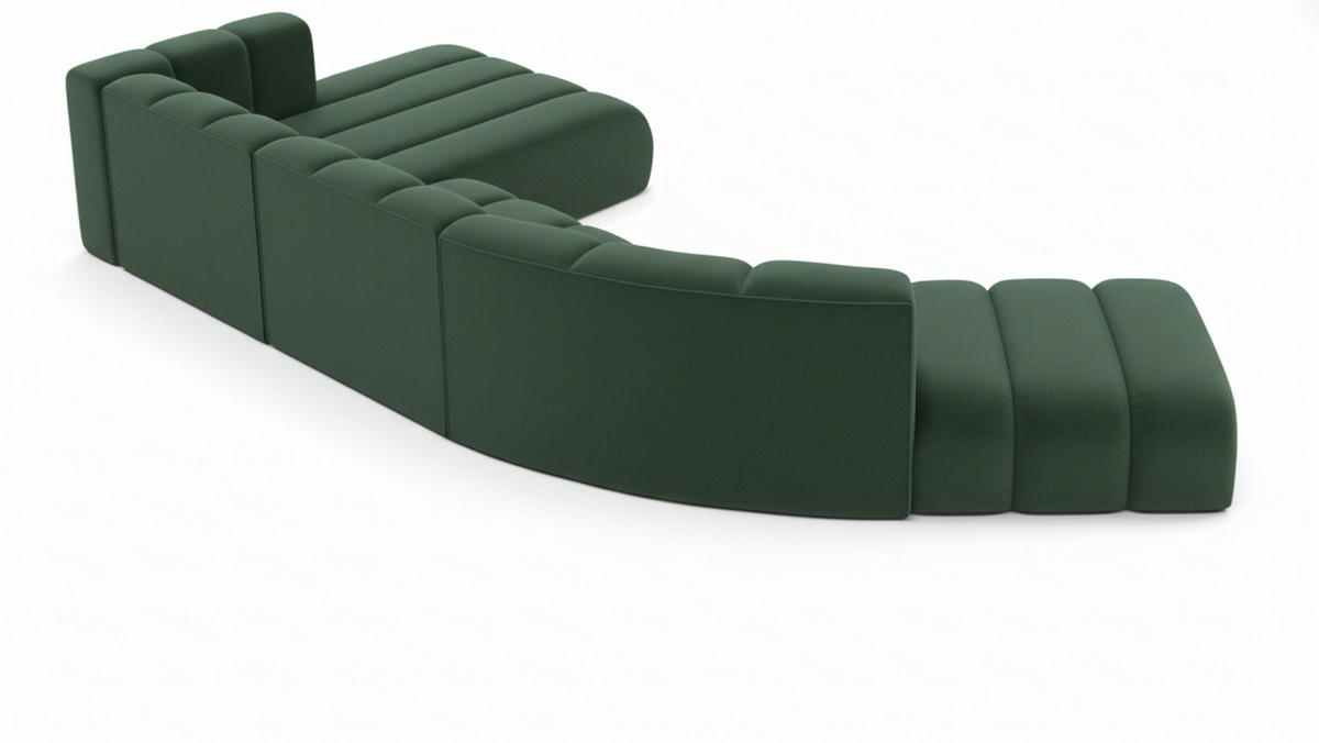 ECKSOFA L-Form GRAND Round, Stoff Salvador, Grün, Links - Grün, Holz (445/179cm) - Kaiser Möbel