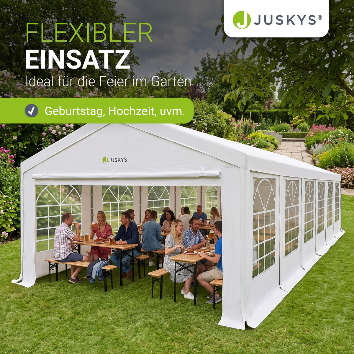 FESTZELT Partyzelt Gala weiß 6x12 m - Weiß, Kunststoff (600/292/1200cm) - Juskys