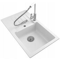 GRANITSPÜLE Trix mit Batterie Siphon - Weiß, Kunststoff/Stein (44/16/76cm) - Granitan