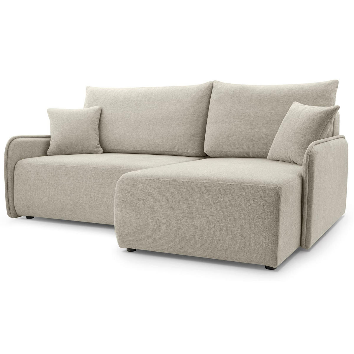 ECKSOFA Netarro, Beige Chenille, rechtsseitig - Beige/Schwarz, Kunststoff/Textil (147/198cm) - Selsey