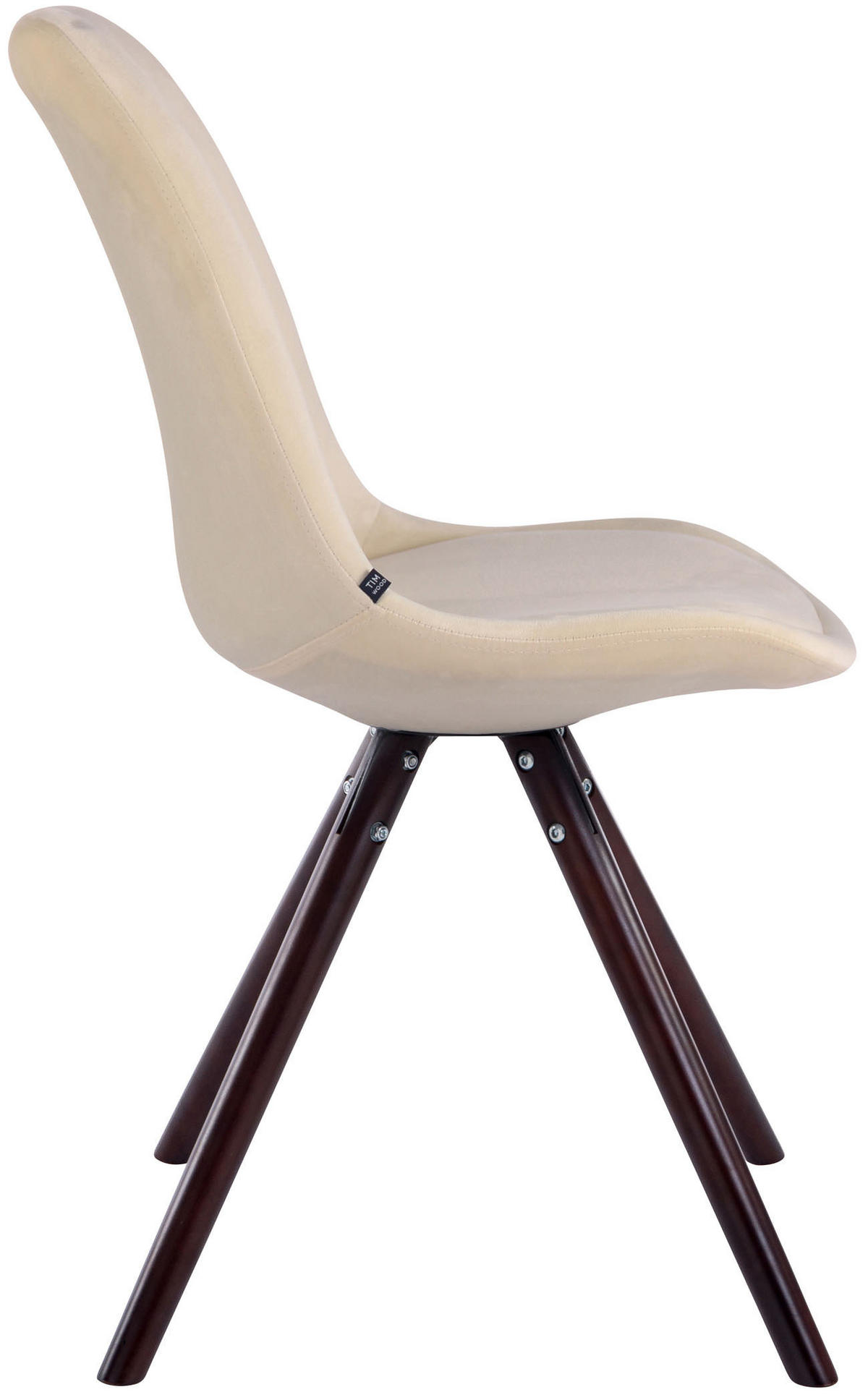 BESUCHERSTUHL Toulon Samt, Gestell Buchenholz Cappuccino rund Creme - Naturfarben/Cappuccino, Holz/Buchenholz (48/83/56cm) - TPFLiving
