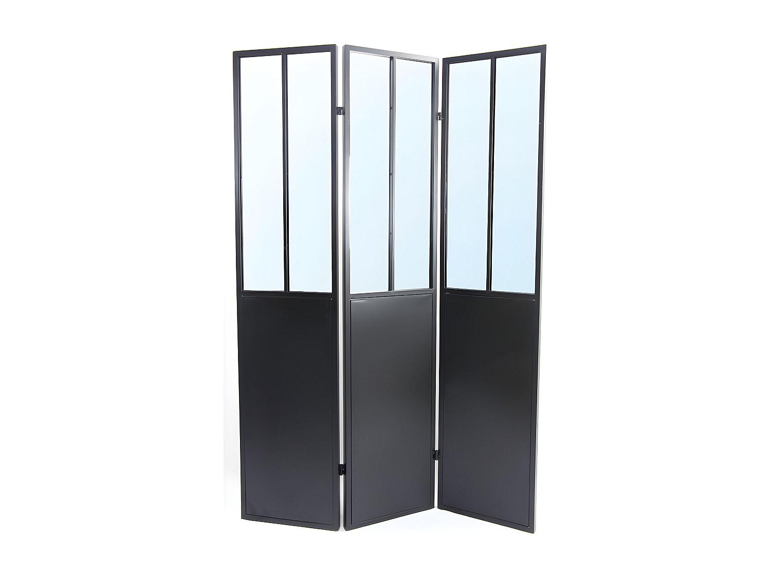 PARAVENT - 122 cmcm x 3 cmcm - Holz, Platte, Metall - Schwarz - COVENTRY - Schwarz, Holz/Metall (122/180/3cm) - Vente-Unique