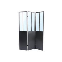 PARAVENT - 122 cmcm x 3 cmcm - Holz, Platte, Metall - Schwarz - COVENTRY - Schwarz, Holz/Metall (122/180/3cm) - Vente-Unique
