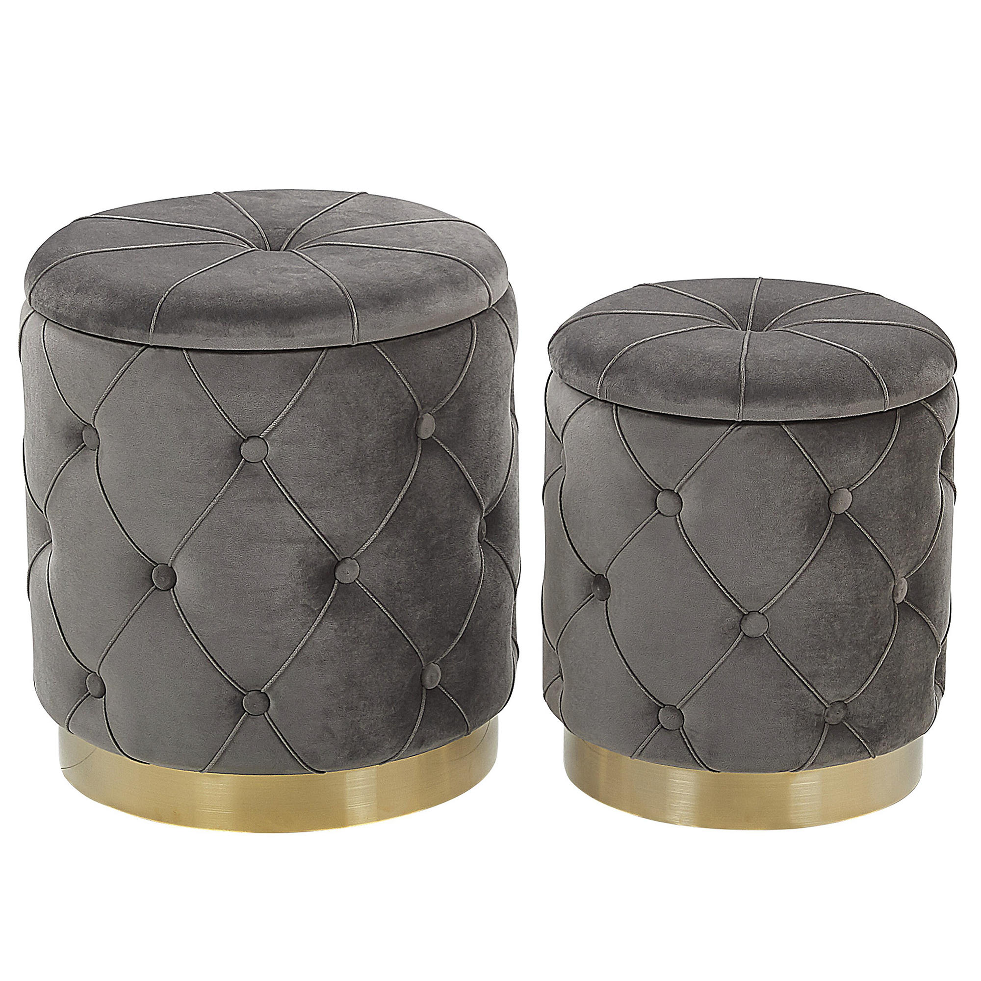 POUF Pueblo 40-33/40-33/44-36 cm - Grau, Textil (33/36/33cm) - Beliani