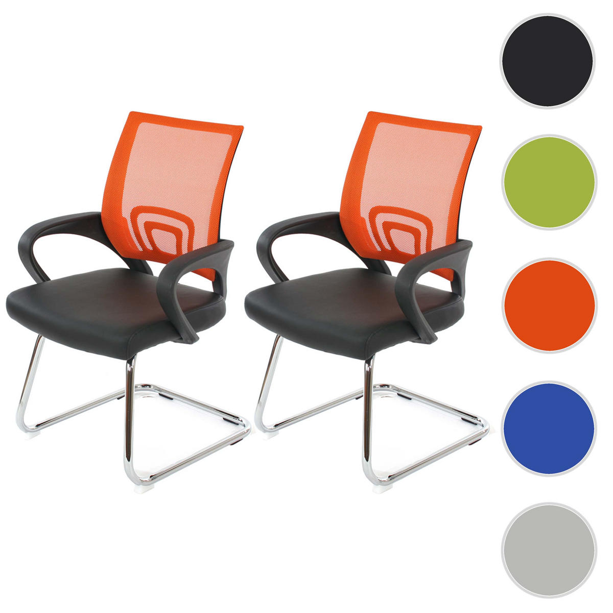 KONFERENZSTUHL Orange 2er-Set - Orange, Textil (57/92/59cm) - MCW