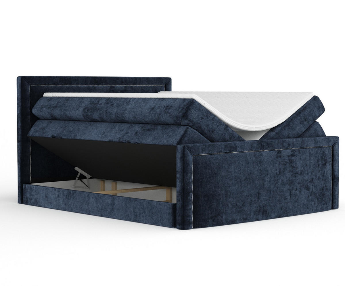 BOXSPRINGBETT Lavenda Marineblau 200/200 cm - Schwarz/Dunkelblau, Holz/Holzwerkstoff (200/200cm) - Maison de Reve