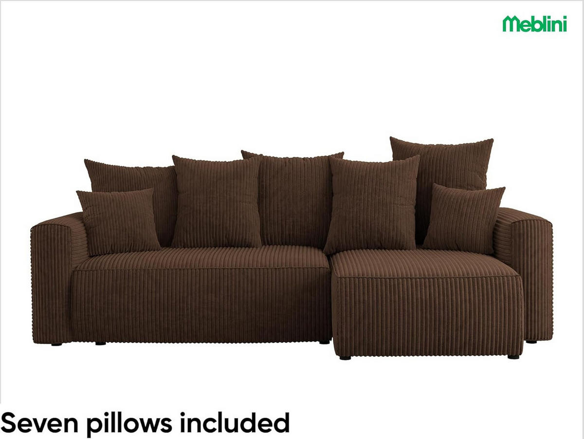 ECKSOFA SOLARIS L - Blau/Dunkelbraun, Holzwerkstoff (238/142cm) - Meblini