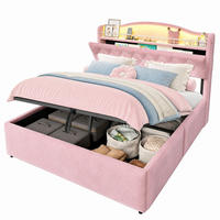 POLSTERBETT 140/200 cm aus Samt und Metall mit Stauraum Rosa - Pink, Textil (140/200cm) - OKMYHOME