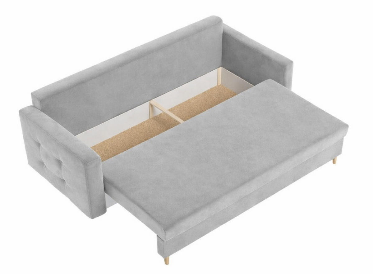 SOFA Hellgrau PETI Gepolstert - Grau, Textil (217/97/87cm) - Sepro Meble