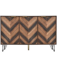 SIDEBOARD mit 3 Türen, Holzoptik mit goldenen Griffen und schwarzen Eisenfüßen, 120/38/76,5 cm,Naturfarben - Naturfarben, Holzwerkstoff (120/38/76.5cm) - Redom