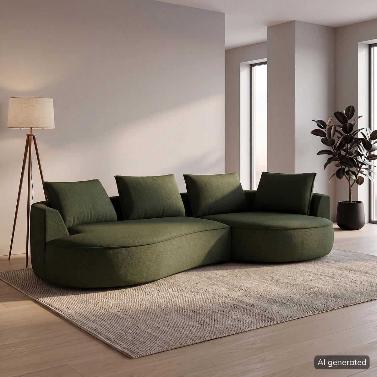 BIGSOFA - Schwarz/Grün, Kunststoff/Textil (322/82/154cm) - home24