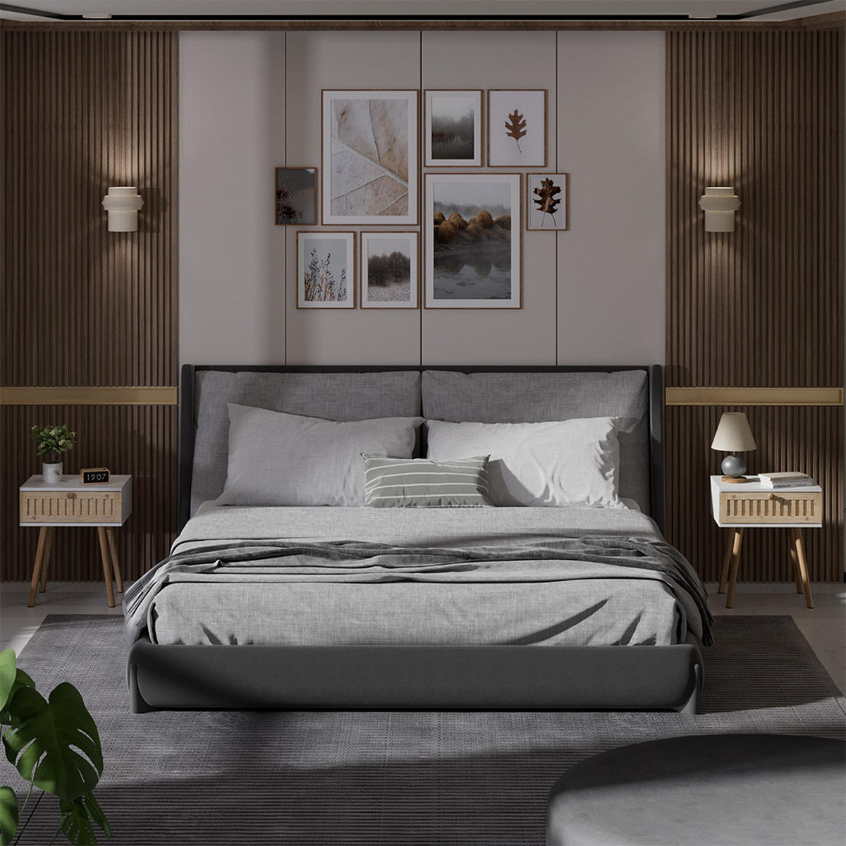 NACHTTISCH Holk Weiß/Kiefer 40 x 47 cm 2-er Set - Weiß/Kieferfarben, Holzwerkstoff (40/47/30cm) - Vicco