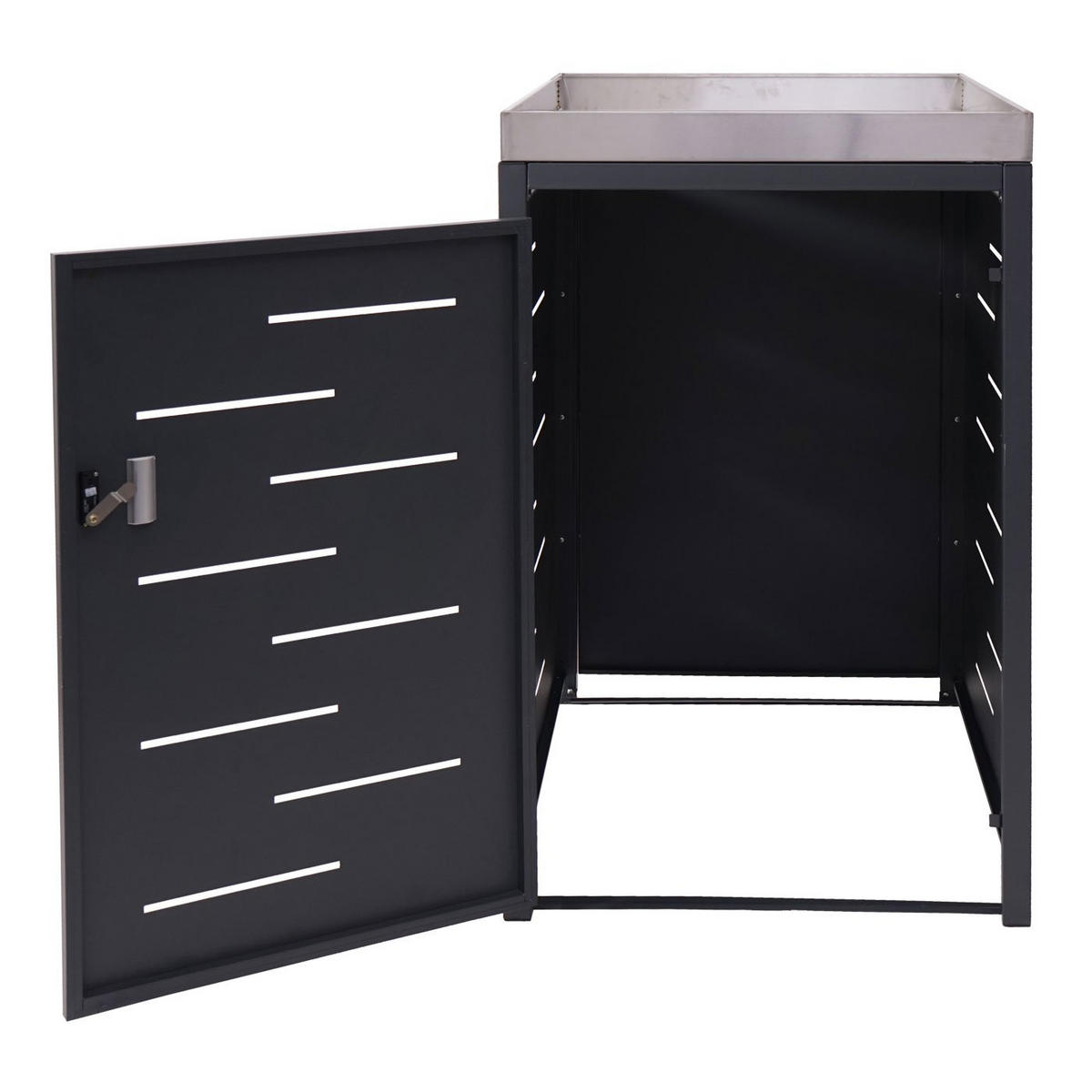 MÜLLTONNENBOX 1er 125x69x84cm 80-240 Liter - Anthrazit, Metall (69/125/84cm) - PROREGAL