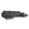 WOHNLANDSCHAFT Samt Stoff Grau - Dunkelgrau/Schwarz, Textil/Metall (317/86/162cm) - Makamii