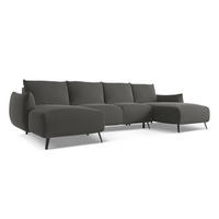 WOHNLANDSCHAFT Samt Stoff Grau - Dunkelgrau/Schwarz, Textil/Metall (317/86/162cm) - Makamii