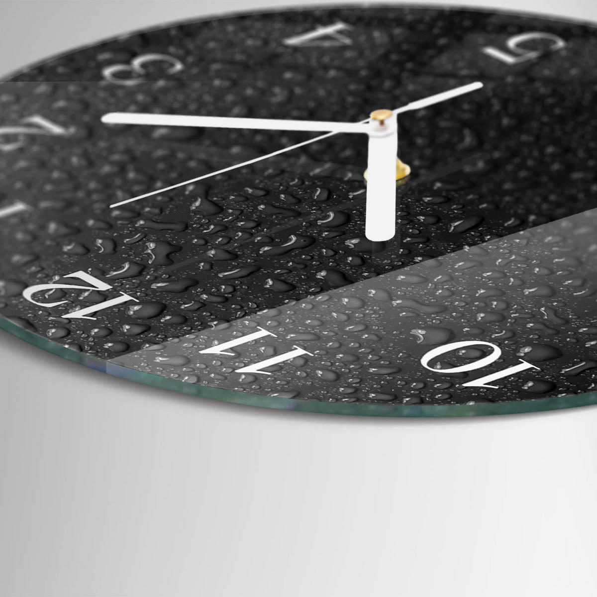 WANDUHR fi30 cm - Wassertropfen - Schwarz, Glas (30/30/0.4cm) - TULUP