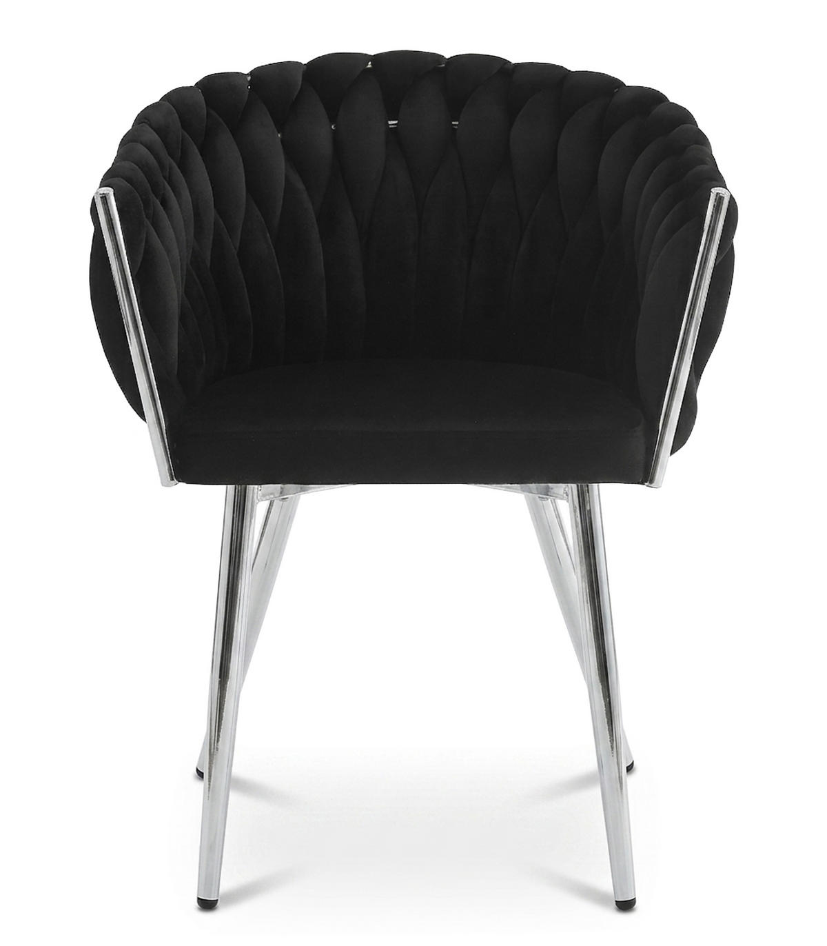 STUHL Schwarz 61x55 cm ORION Samt 2 Stück - Schwarz, Metall (61/44/55cm)