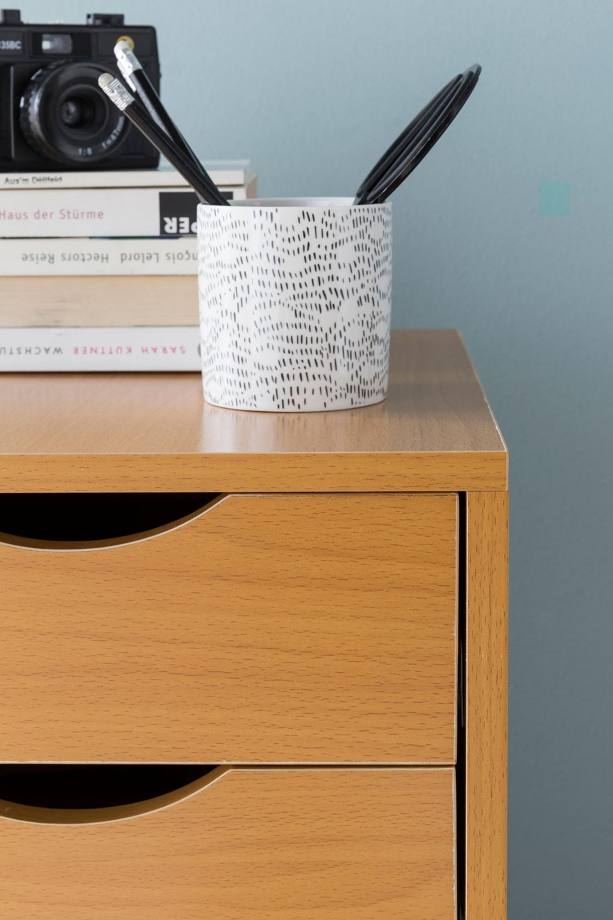 ROLLCONTAINER – Buche, 5 Schubladen, Schreibtischcontainer, Rollen - Schwarz/Braun, Holz/Kunststoff (33/64/38cm) - KADIMA DESIGN