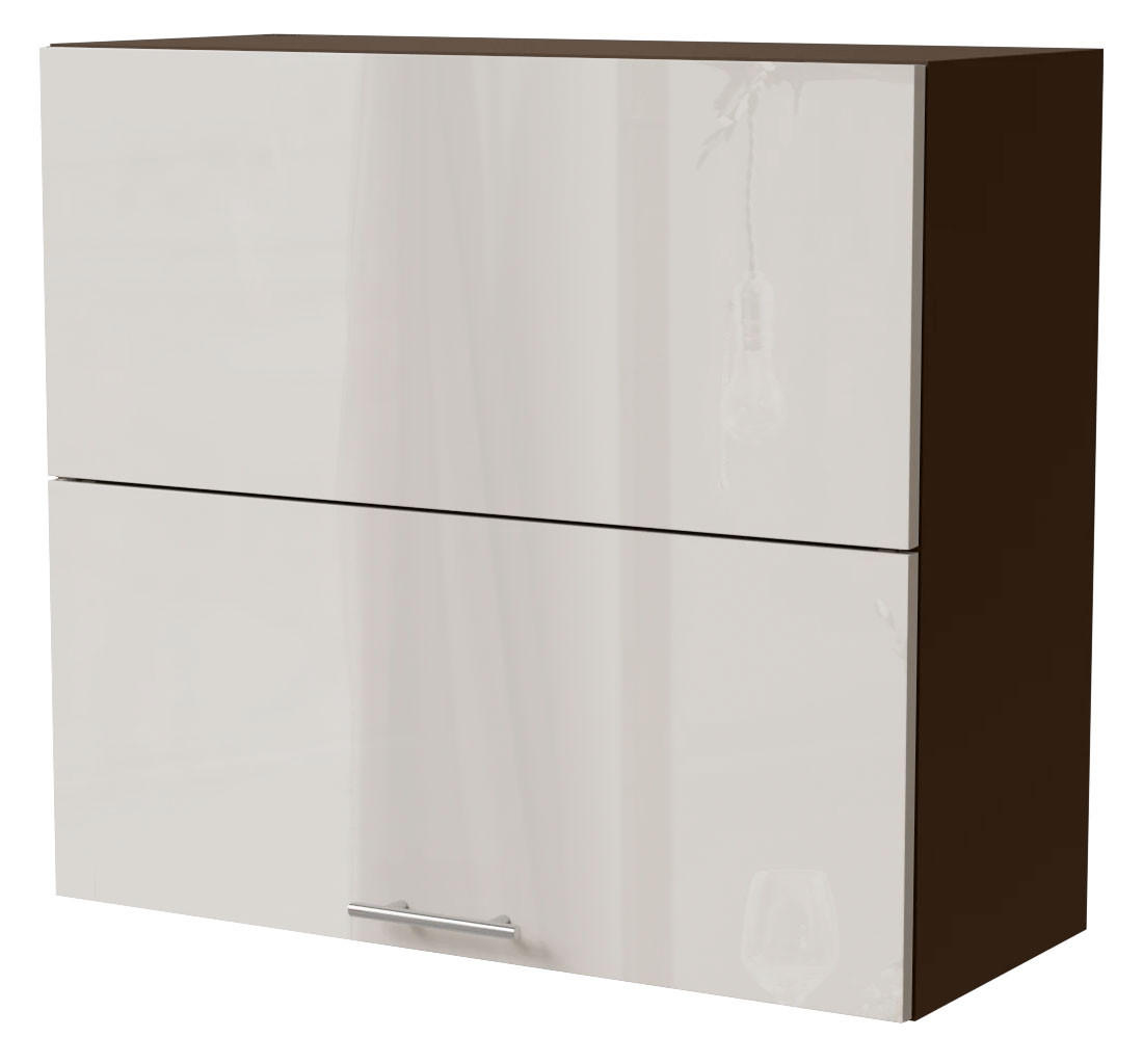 KLAPPHÄNGESCHRANK Brerra W8B/80-AV Lava / RAL 9001 creme Hochglanz 80 / 32,5 / 72cm - Dunkelgrau/Creme, Holz/Holzwerkstoff (80/72/32.5cm) - Feldmann-Wohnen