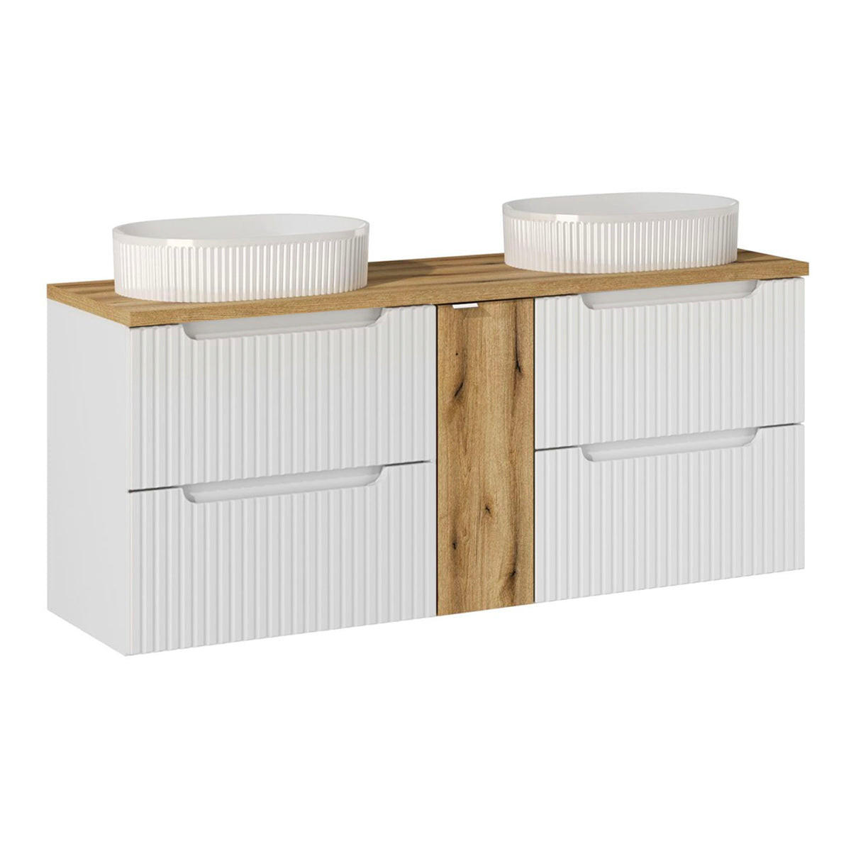 KOPALNIŠKO POHIŠTVO 140.4cm Riva 2-delni komplet Bela in lesena - bela, leseni material (140.4/59/40cm) - Petits-meubles