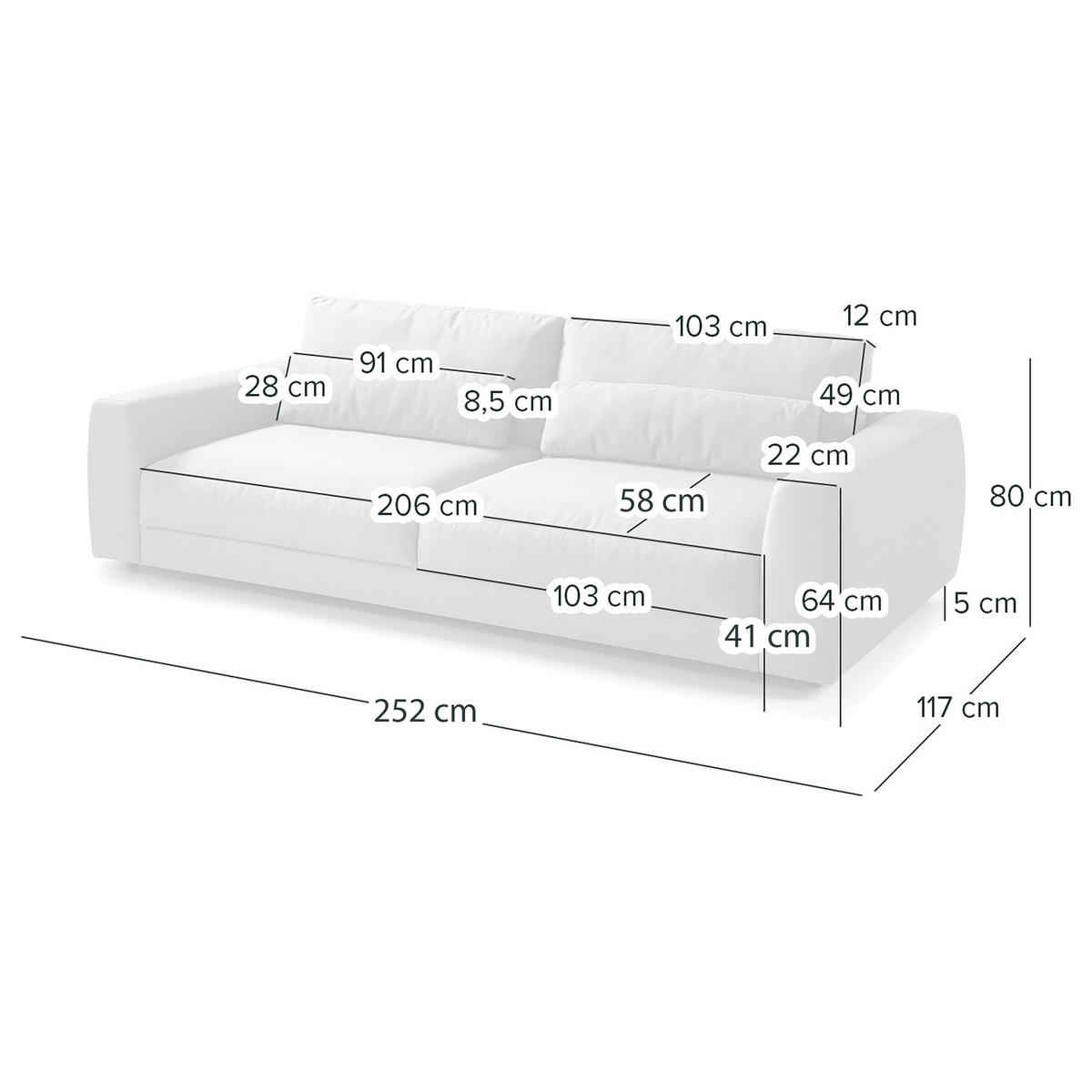 3-SITZER SOFA - Beige/Schwarz, Kunststoff/Textil (252/80/117cm) - home24