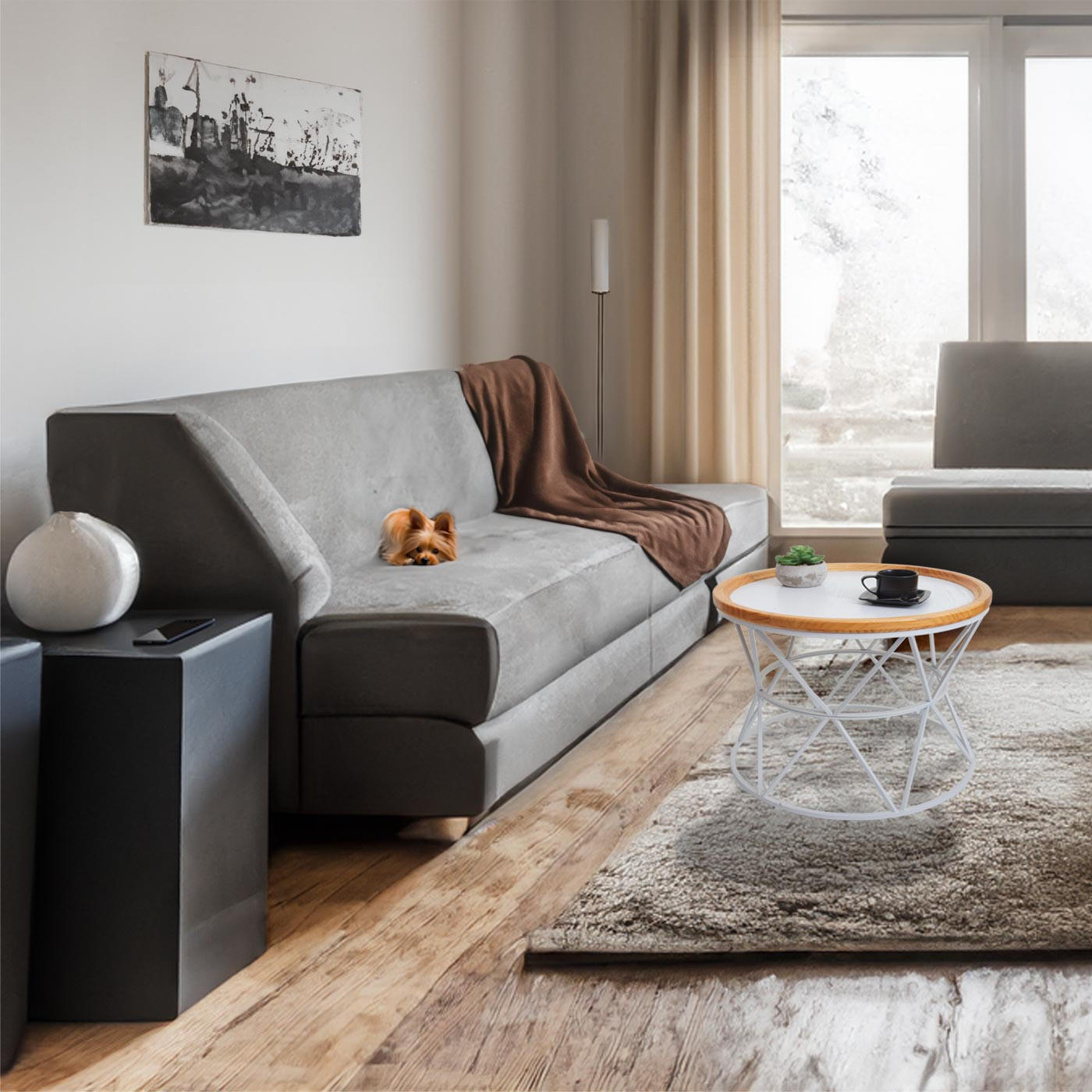 COUCHTISCH rund Weiß - Weiß, Holz (66/66/51cm) - MCW