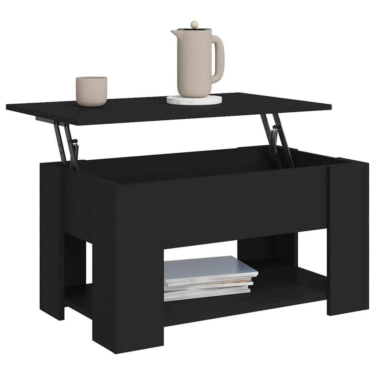 COUCHTISCH Schwarz 79x49x41 cm Holzwerkstoff - Schwarz, Holzwerkstoff (79/49/41cm) - furnicato