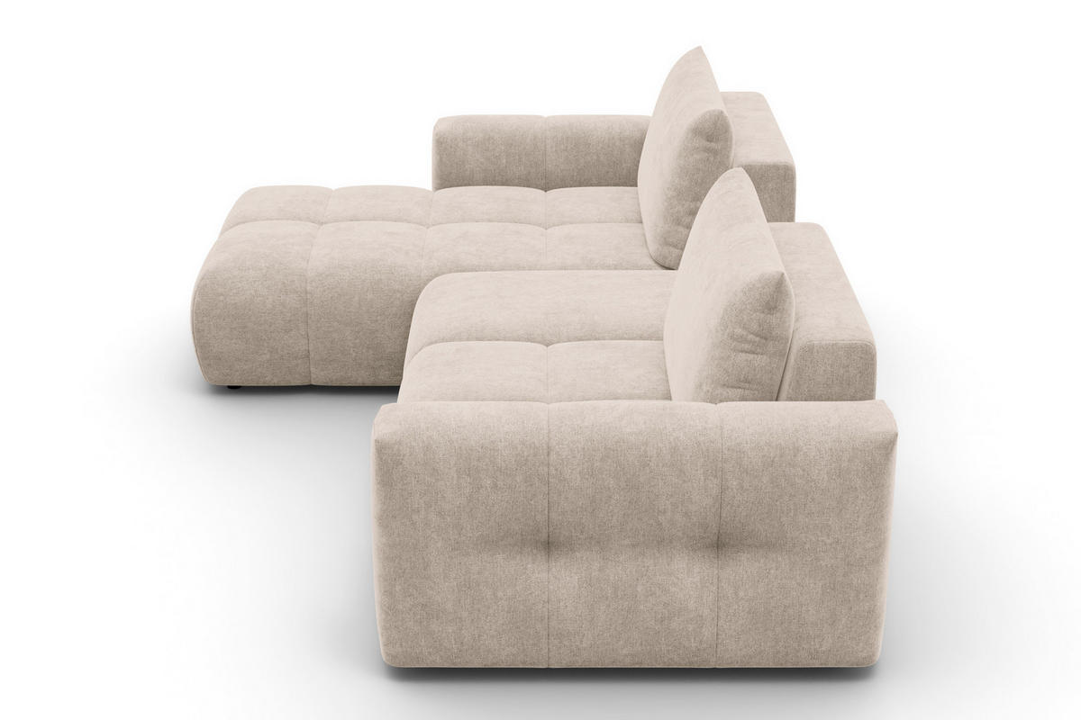 ECKSOFA VERONA 4-Sitzer LINKS, Beige - Beige/Schwarz, Holz/Textil (282/173cm) - Courtois Laville