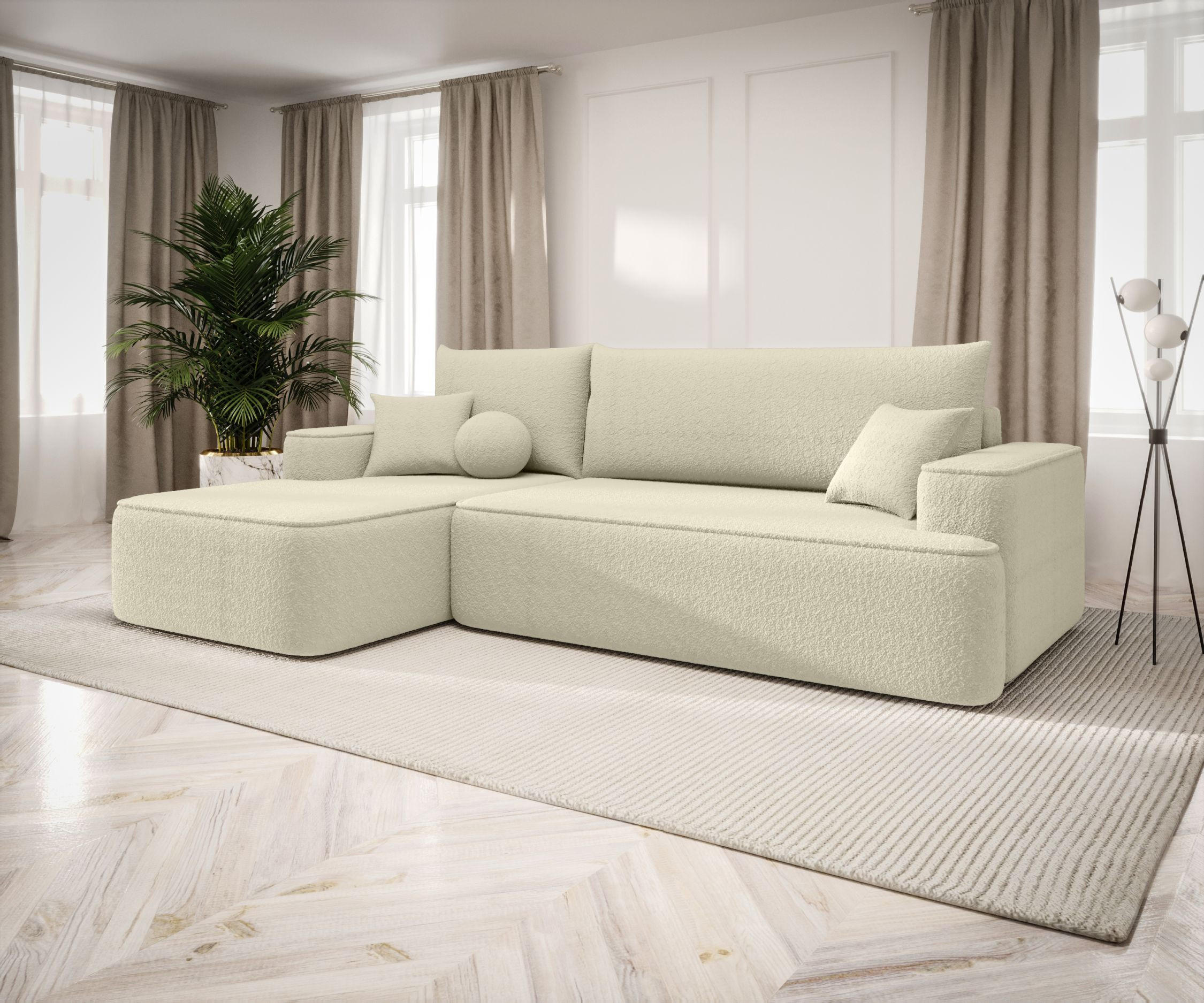 ECKSOFA mit Schlaffunktion FIGO Quelle 02 Links - Ecru, Textil (250/150cm) - Bedante