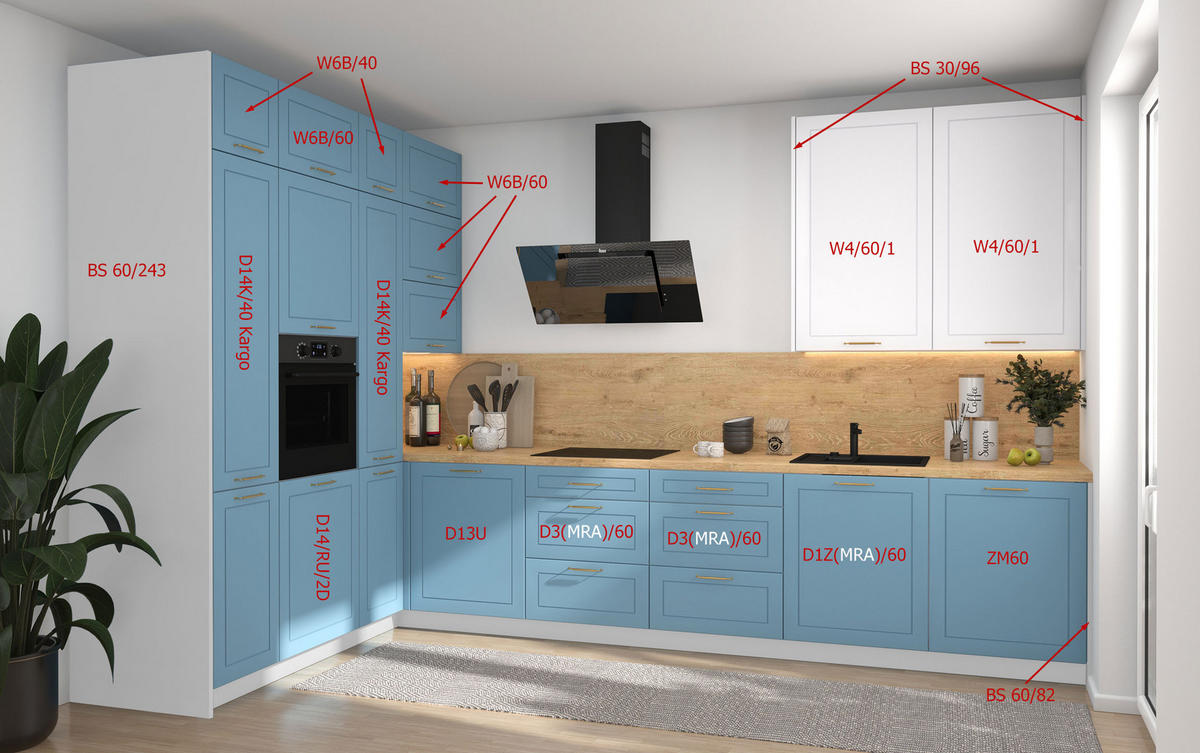 L-FORM KÜCHENZEILE Bari (16-tlg) Lava / Pastellviolett - Signalweiß - Violett, Holzwerkstoff/Metall (347/243/202cm) - Feldmann-Wohnen