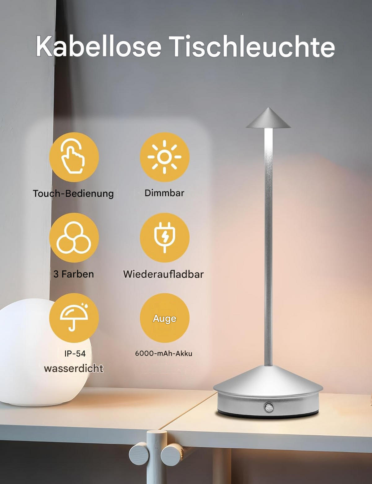 TISCHLEUCHTE USB LED Silber Druckdimmbar - Chromfarben, Metall (11/11/31cm) - Weltevree