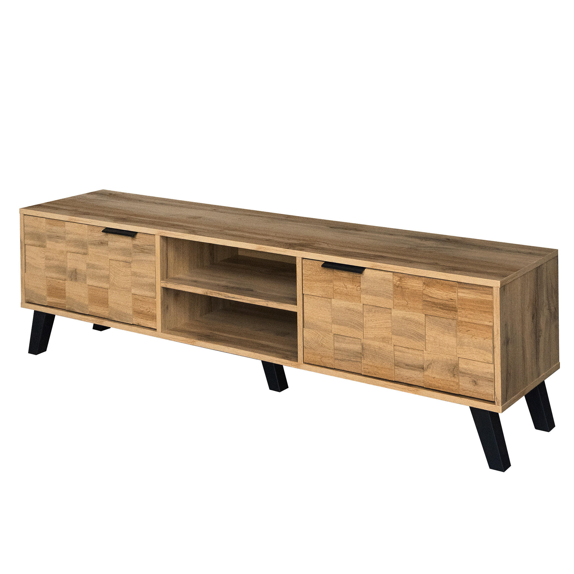 TV Lowboard 160x35,5x45 cm, 2 Türen, 2 Fächer, Braun - Braun, Holz (160/45/35cm)