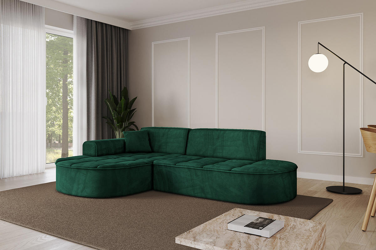 ECKSOFA Ottomane Links TARO-L1 - 243x171x79,5 cm Dunkelgrün - Grün, Holzwerkstoff/Textil (243/171cm) - ALTDECOR