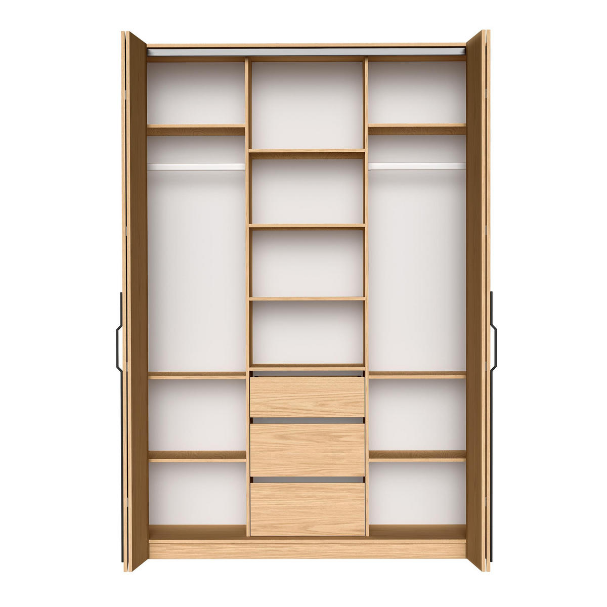 FALTTÜRENSCHRANK Omodeo 170 cm breit in Bookmatch-Eiche – mit WingLine-Falttüren - Eichefarben, Holzwerkstoff (170/240/58cm) - AX Living