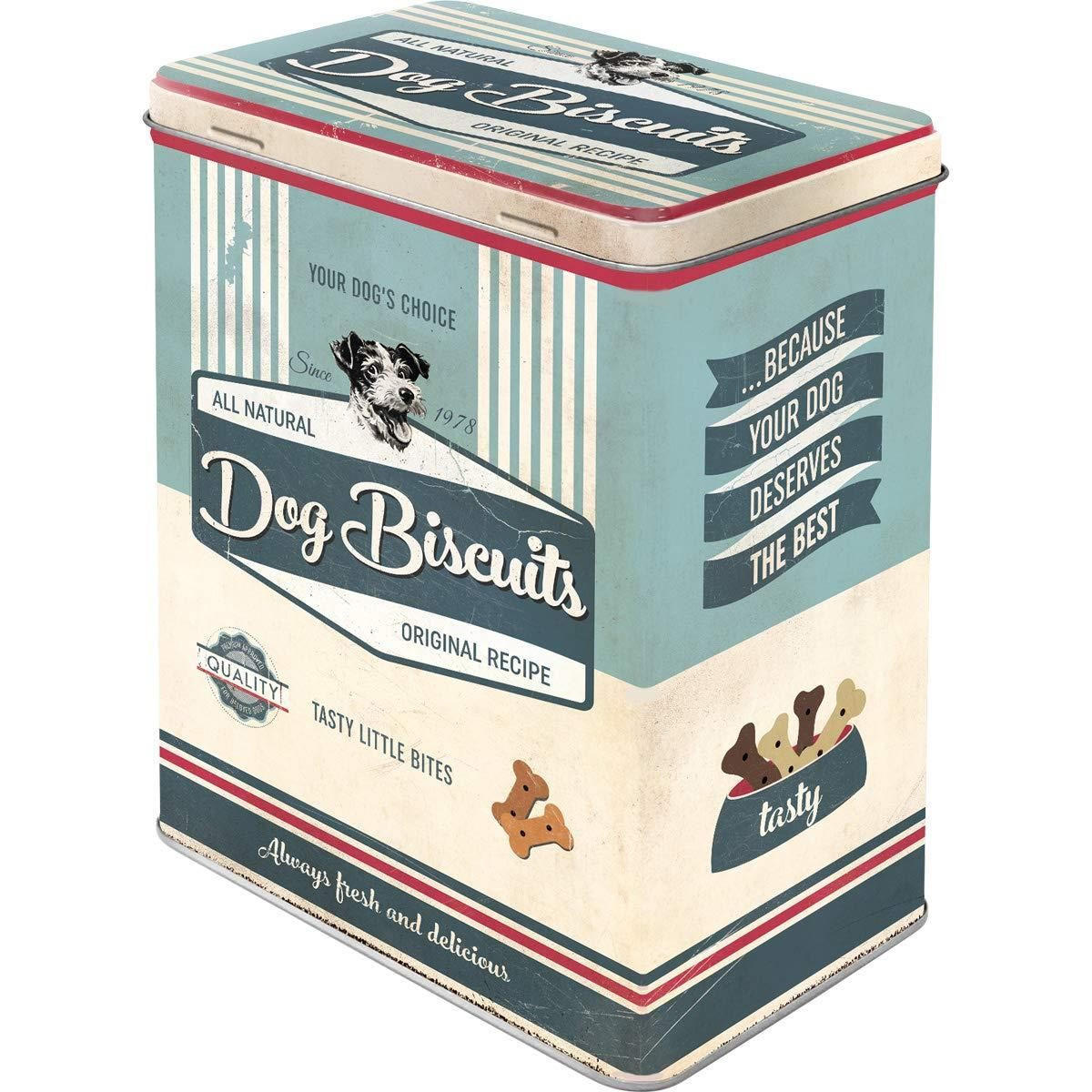 VORRATSDOSE L PfotenSchild Dog Biscuits - Multicolor, Metall (14/20/10cm) - Nostalgic-Art