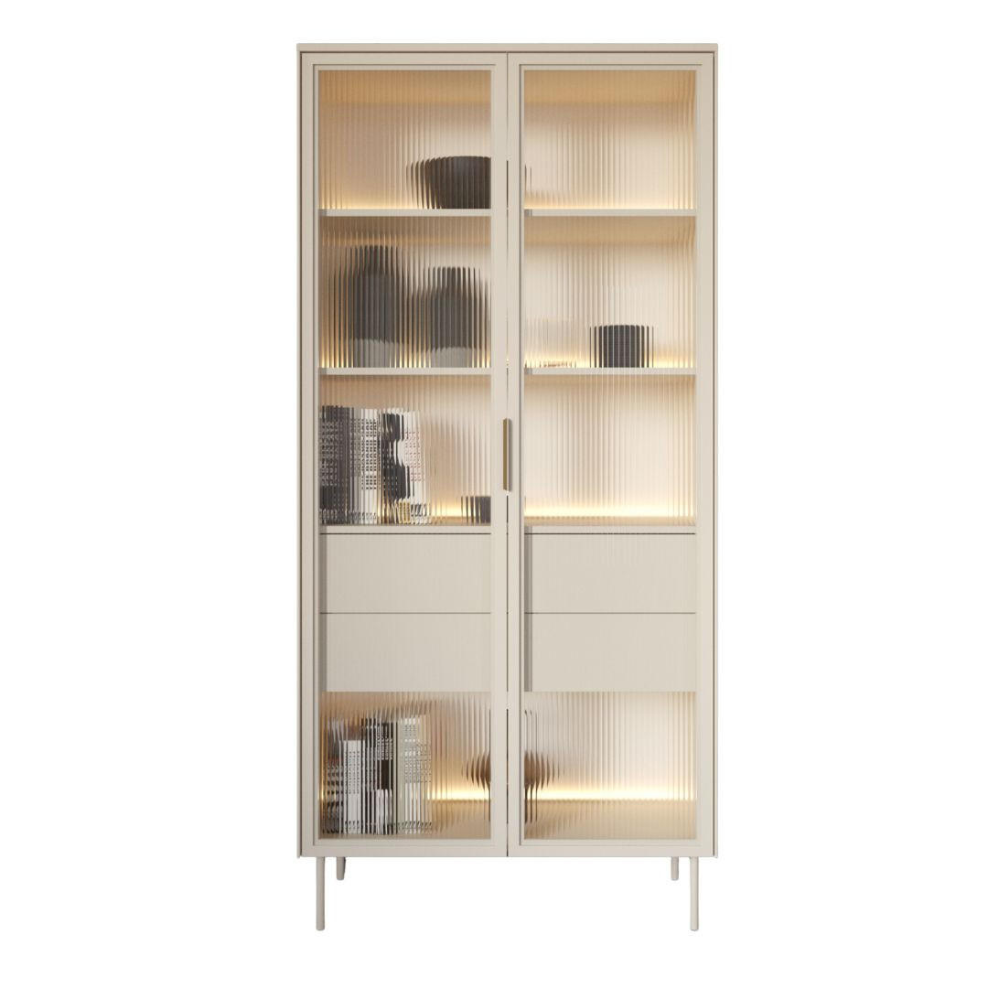 VITRINE mit LED-Beleuchtung Kaschmir SALINA - Kaschmir, Holzwerkstoff (91.5/195/39cm) - Compleo24