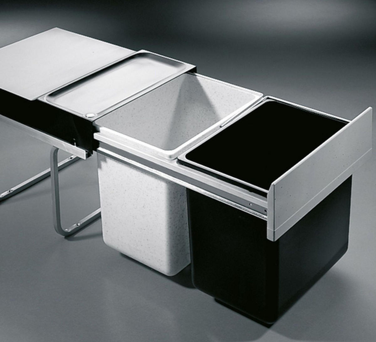 MÜLLEIMER Hailo Tandem Küche Einbau 40-90 cm Schrank 2x 18 L Mültrennung - Schwarz, Kunststoff (34.6/32/47cm) - Hailo