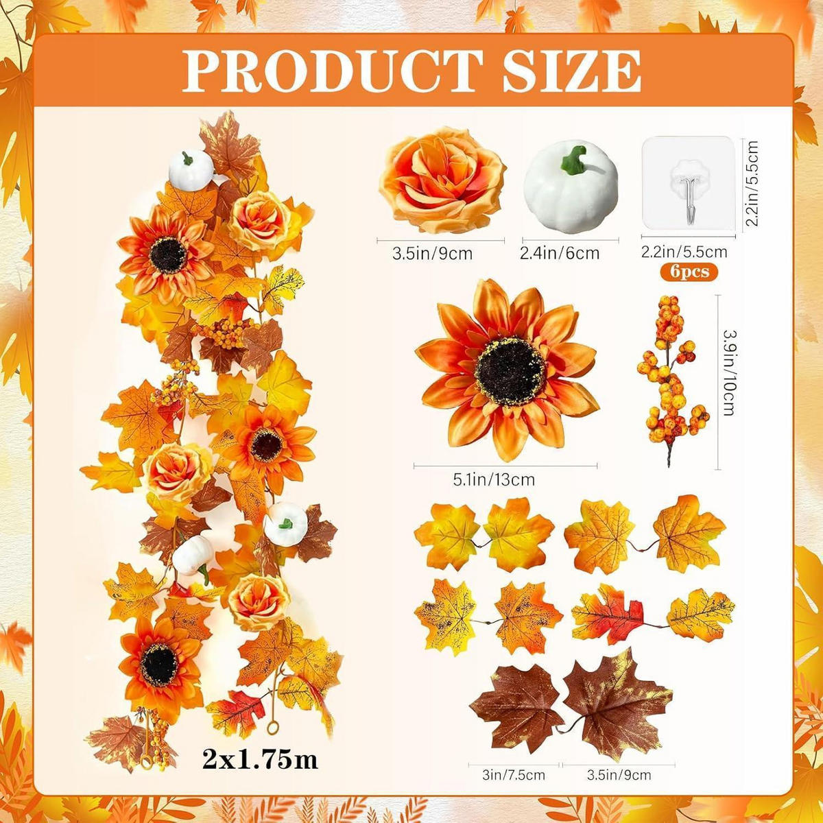 KÜNSTLICHE Herbstgirlande Ahornblätter, Hängepflanze - Multicolor, Kunststoff (10cm)