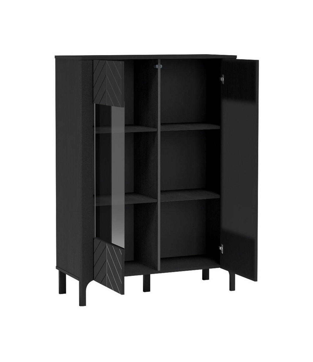 VITRINE Malumi MM-3 Schwarz Paintflow - Schwarz, Holzwerkstoff (103/145/40.5cm)