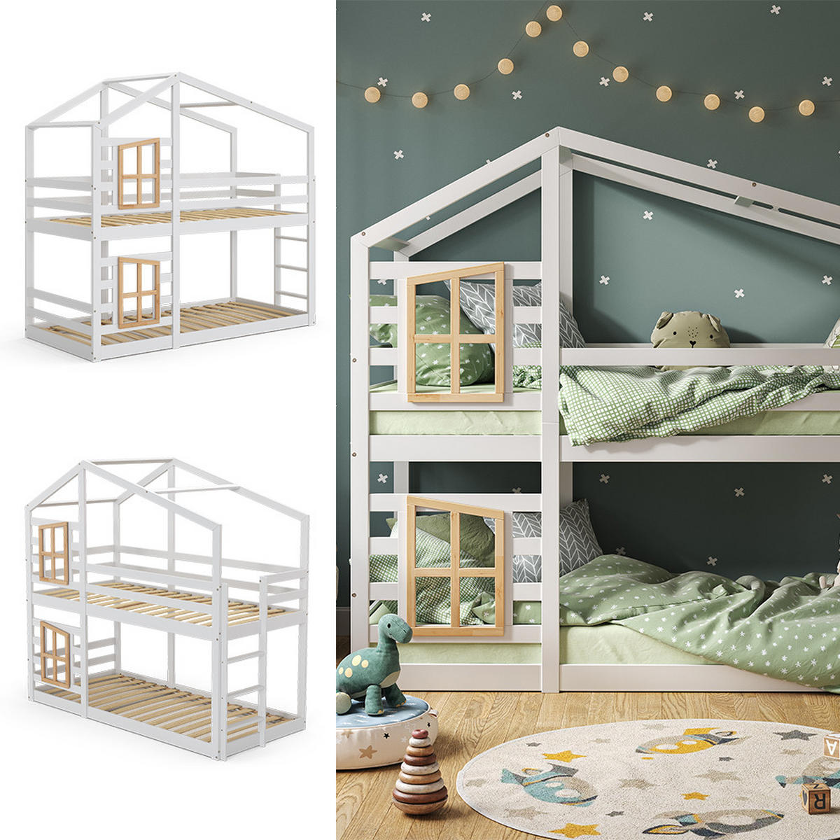 ETAGENBETT Maja Weiß 90x200 cm - Weiß, Holz (90/200cm) - VitaliSpa