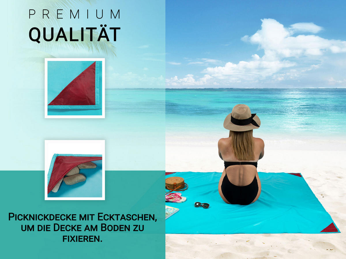 PICKNICKDECKE, 100% Polyester - Türkis, Textil (135/165cm) - Zollner