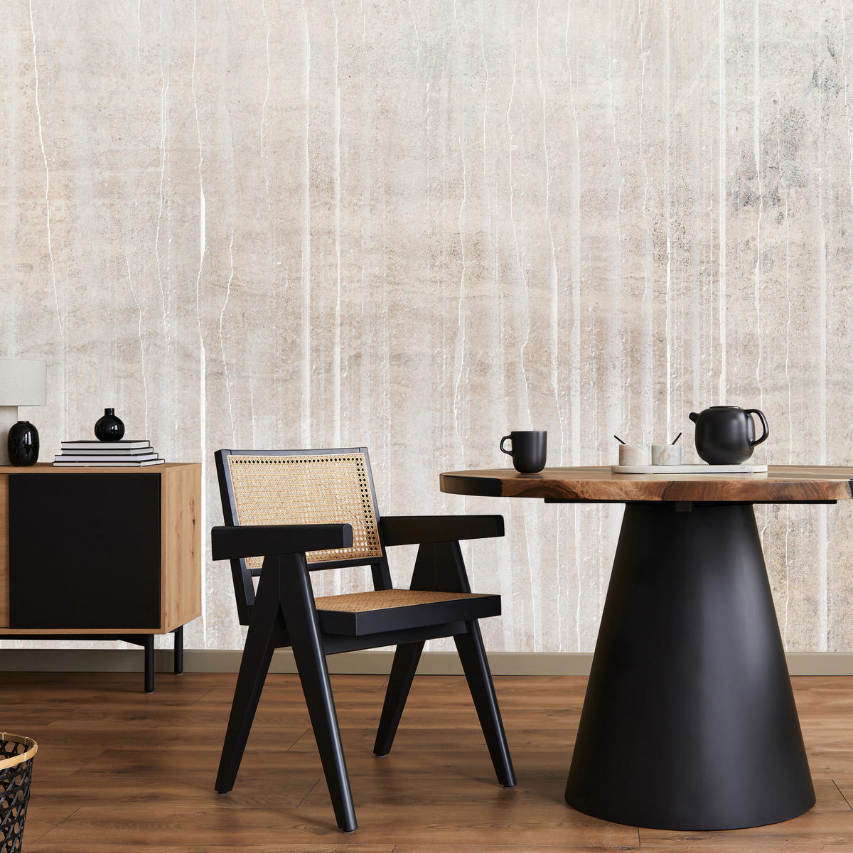 FOTOTAPETE Beton Optik Abstraktion Vintage Stil 200x140 - Beige/Braun, Papier (200/140cm) - Muralo