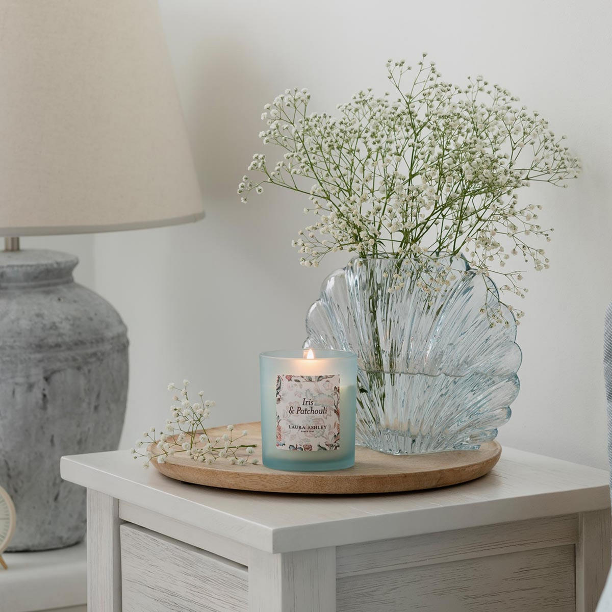 DUFTKERZEN Laura Ashley - Blau, Naturmaterialien/Glas (10cm)