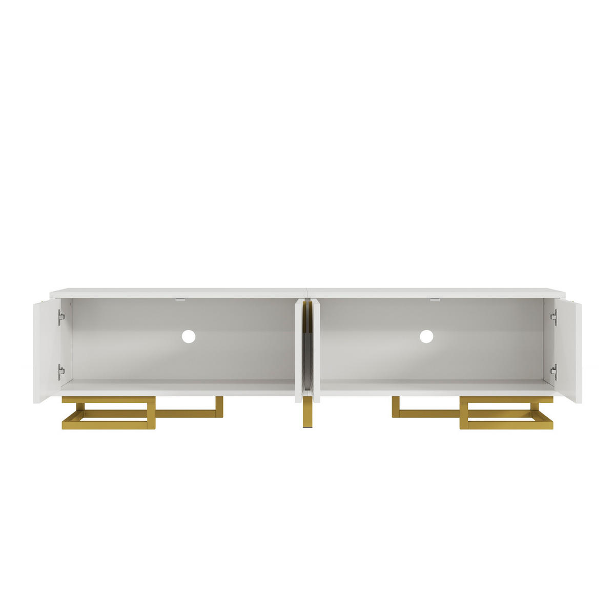 TV-SCHRANK Lowboard strukturierte Türen Gold modern - Weiß, Holzwerkstoff (38/44.5/160cm) - FLIEKS