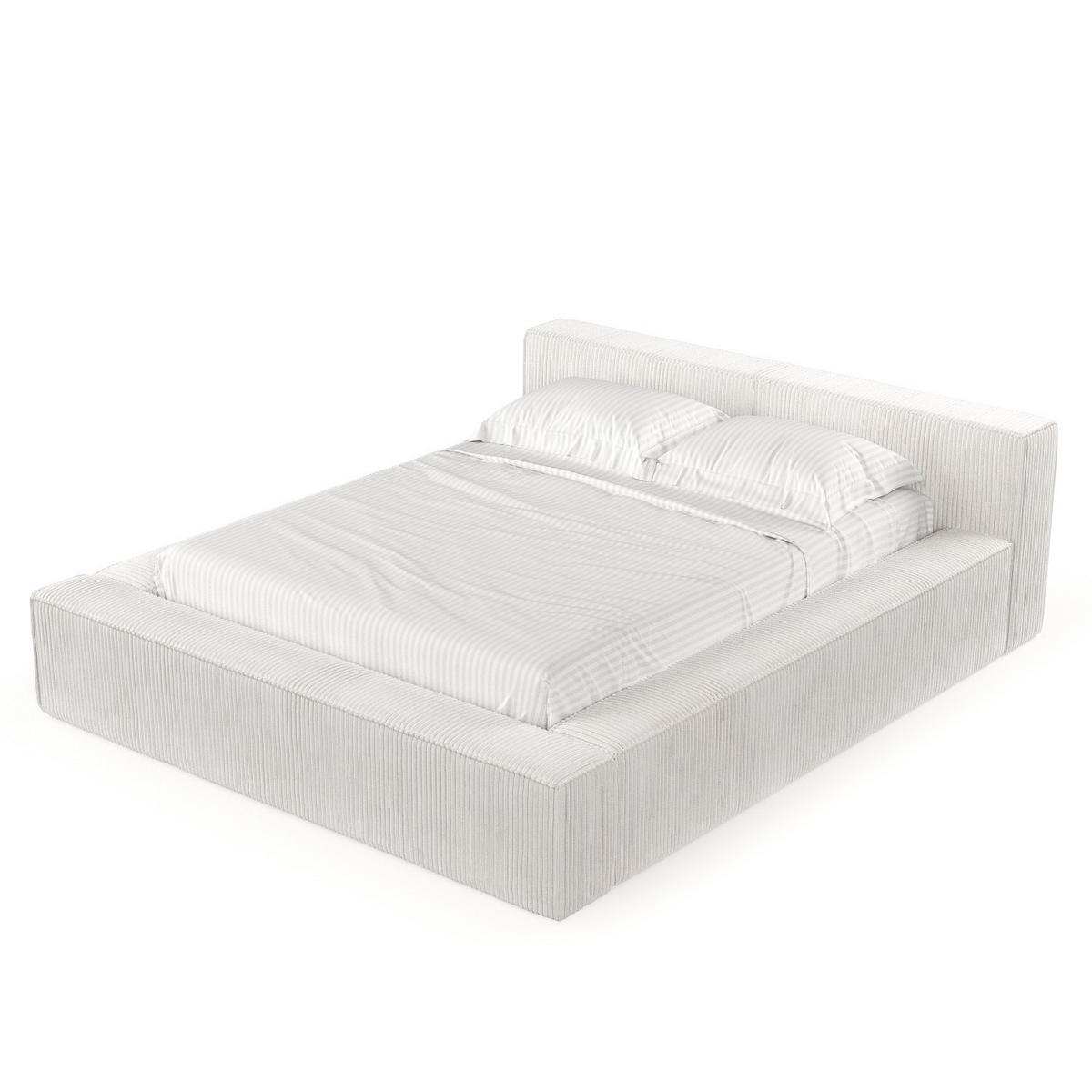 POLSTERBETT Casto mit Stauraum 140/200 cm Creme im Poso Stoff - Creme/Schwarz, Holz/Holzwerkstoff (140/200cm) - AltaBeds