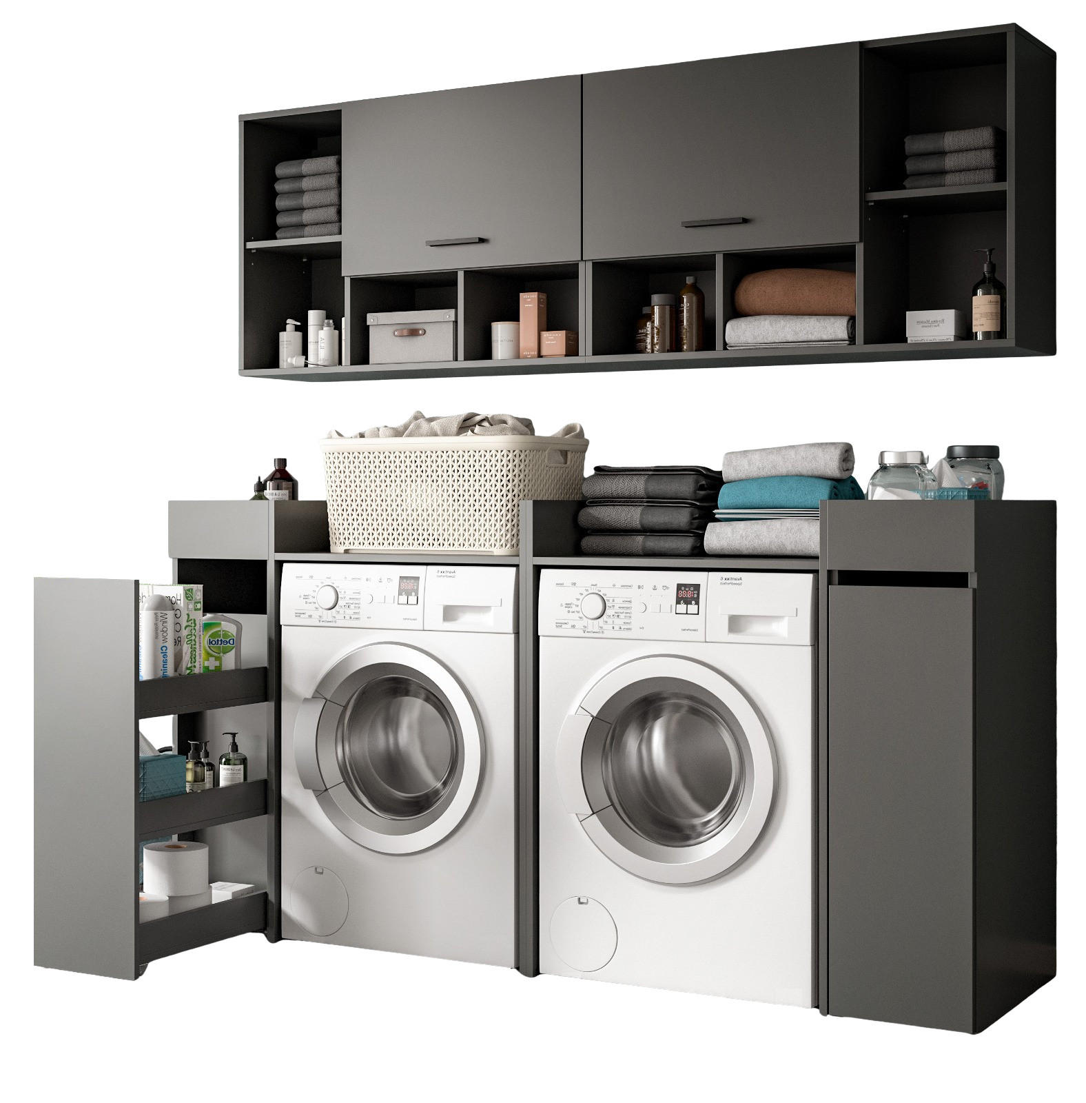 Inn.Furn Waschmaschinenschrank Grau 190x195x60 cm