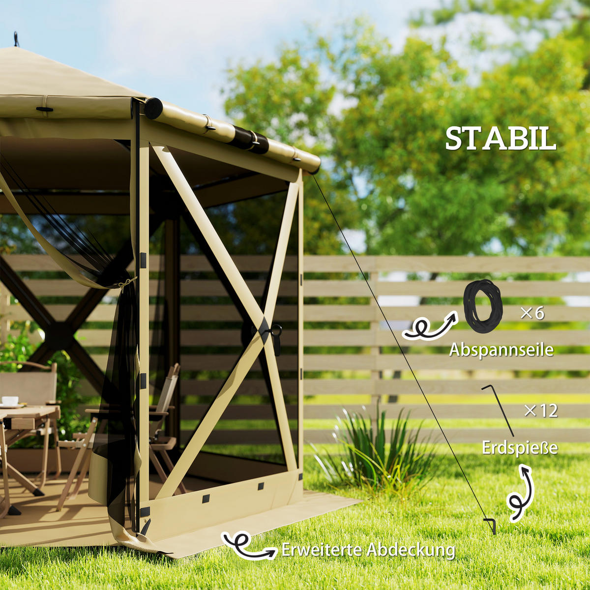 FALTPAVILLON Oxford-Stoff Khaki - Braun, Textil (260/221/300cm) - Outsunny