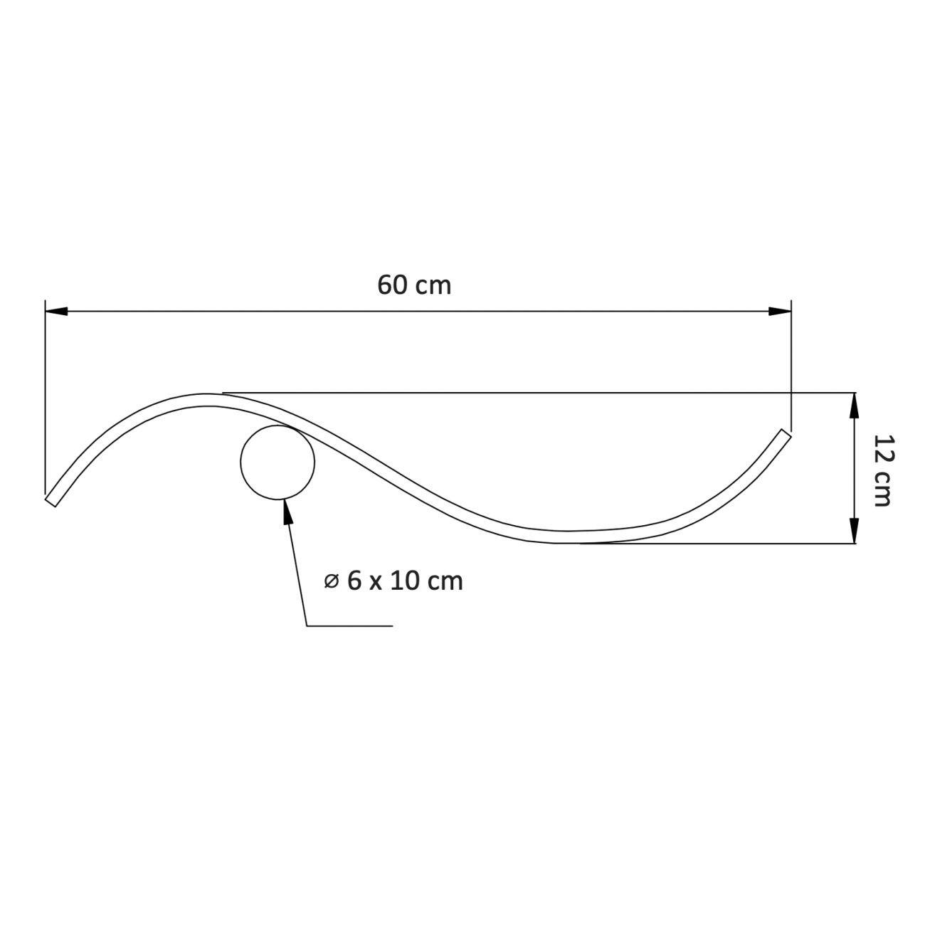 WANDLEUCHTE Curva, Schwarz und gold, 60cm - Goldfarben, Metall (12/60/60cm) - KOSILUM