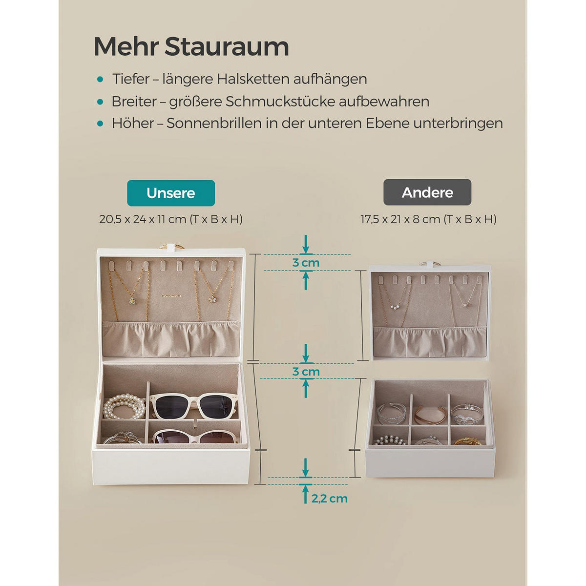 SCHMUCKKÄSTCHEN SANTO DOMINGO - Weiß, Holzwerkstoff (24/11/20.5cm) - Hansiro